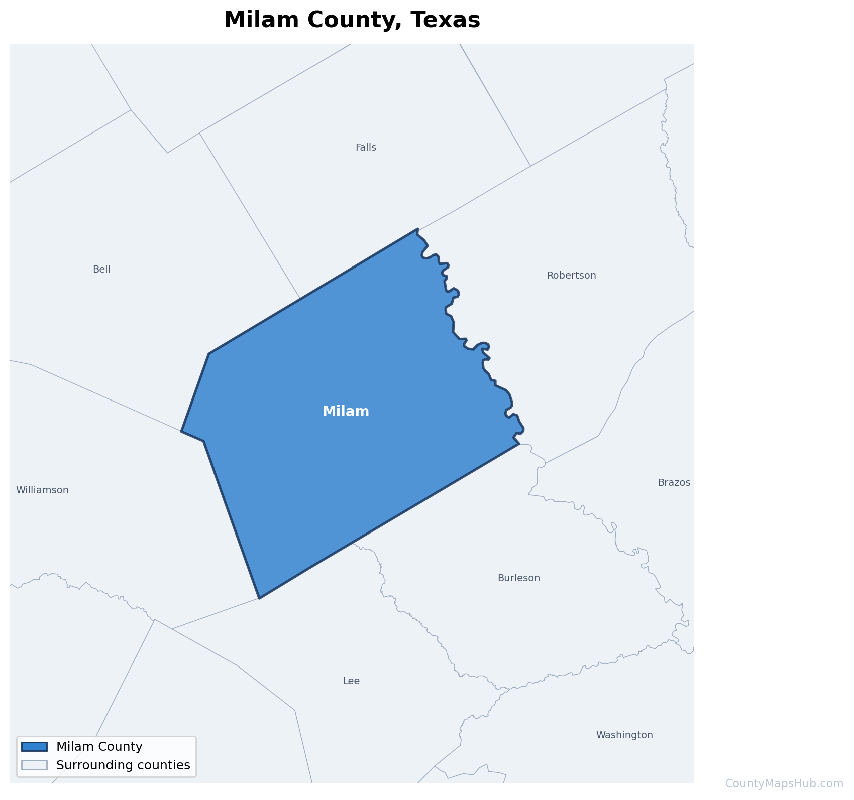 Milam County map