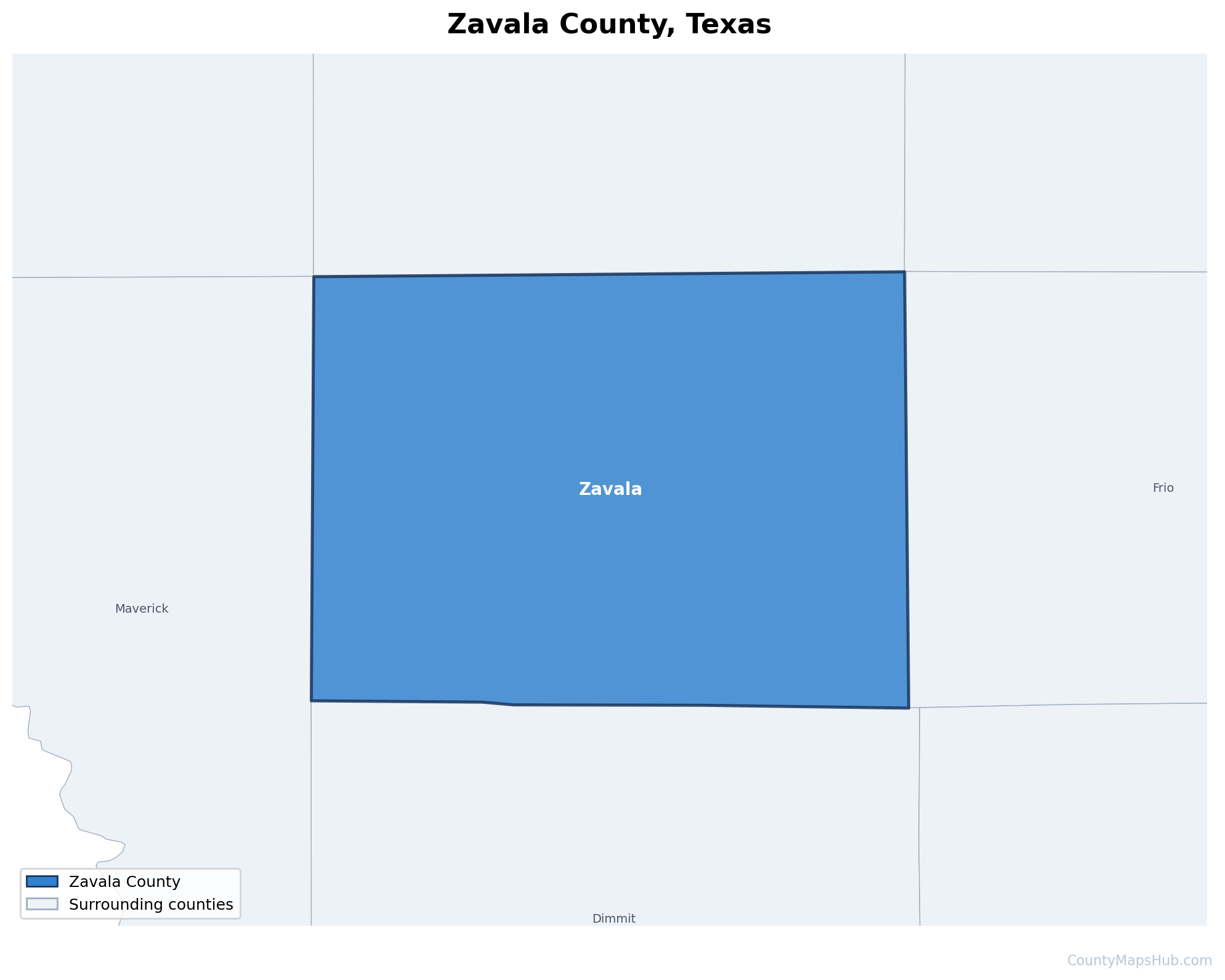 Zavala County map